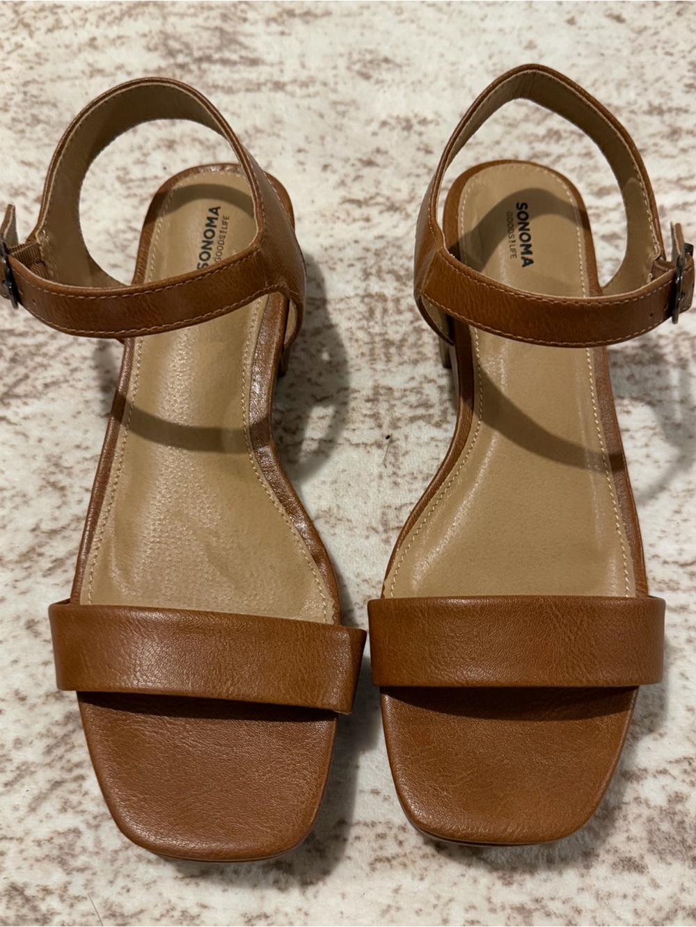 Kohl's Brown Leather-Look Women's Ankle-Strap Sandals